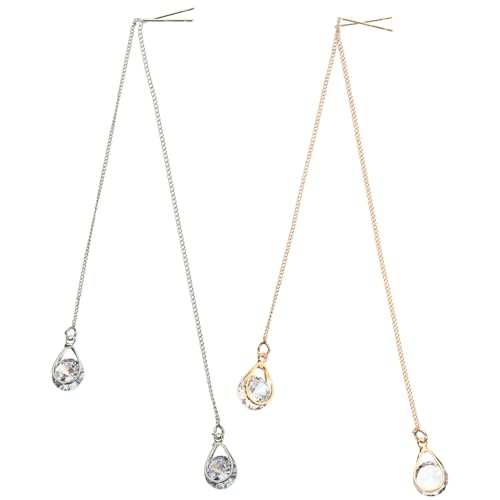 CONGARTENO 2 Paare Damen Statement Ohrringe Wasserfall Tropfen Ohrhänger Lange Kette Durchzieher Ohrringe Quasten Modeschmuck Gold Silber von CONGARTENO