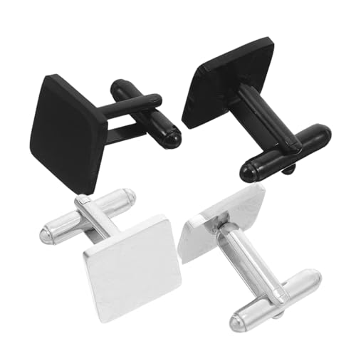 CONGARTENO 2 Paare Edelstahl Manschettenknöpfe Set Quadratisch Robust und Kratzfest DIY Design für Hemden Business und Formelle Anlässe Langlebig und Elegant für Bräutigam und Herren von CONGARTENO