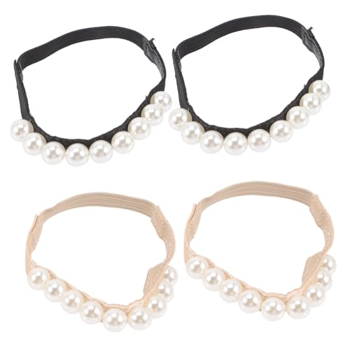 CONGARTENO 2 Paare Elastische Abnehmbare Schuhbänder für High Heels Rutschfeste Anti löse Schnürsenkel mit Perlendekor Praktische Absatzhalterung für Damen Komfortabel und Langlebig von CONGARTENO