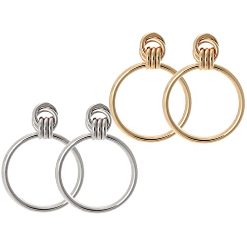 CONGARTENO 2 Paare Extravaganter Kreisohrringe Metall Hängende Statement Ohrhänger für Damen Boho Schmuck Gold und Silber von CONGARTENO