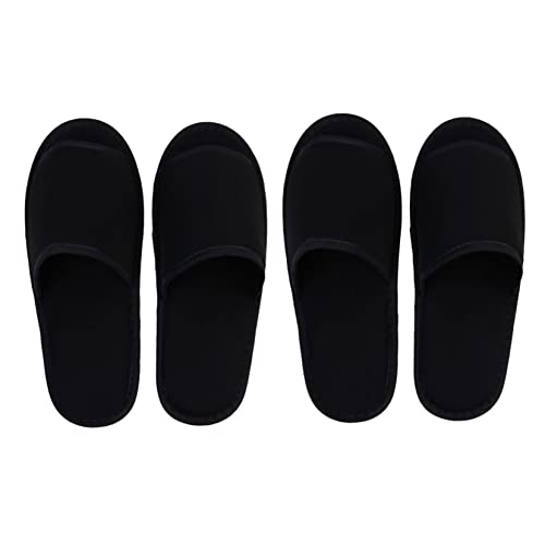 CONGARTENO 2 Paare Faltbare Hausschuhe Schwarz Tragbare Reise Hausschuhe für Hotel und Zuhause Waschbar Rutschfeste Leichte Indoor Gäste Slipper für Camping und Geschäftsreisen von CONGARTENO