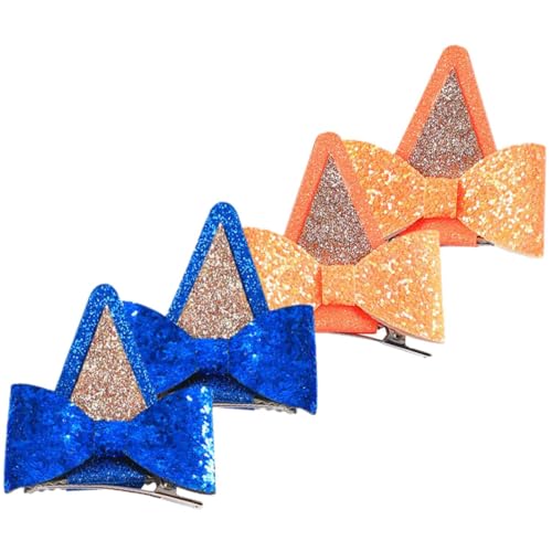 CONGARTENO 2 Paare Haarspangen mit Hundearm Design Niedliche Schleifen Haarklammern Bunte Kawaii Haarschmuck für Mädchen Festliche Party Haarclips in Blau und Orange Sicher und Komfortabel von CONGARTENO