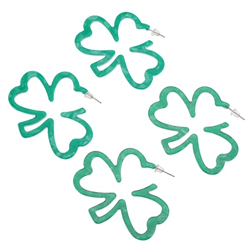 CONGARTENO 2 Paare Kleeblatt Ohrstecker Damen Ohrschmuck Saint Patrick's Day Schmuckset und Hellgrün Leichte Kurzform Ohrstecker für Frauen Modisch und Langlebig von CONGARTENO