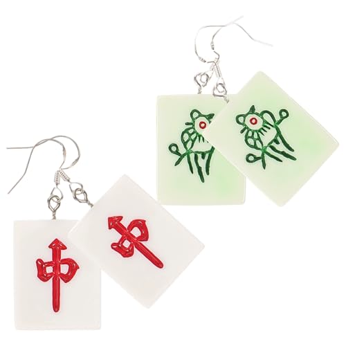 CONGARTENO 2paare Damen-ohrringe Hübsche Mahjong-ohrringe Ausgefallene Baumelnde Tropfenohrringe Süße Ohrstecker Für Teenager-mädchen Originelle Ohrschmuck Für Geburtstage Und von CONGARTENO