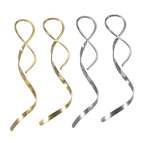 CONGARTENO 2 Paare Spiral Threader Ohrringe Damen Dangle Ohrhänger Twisted Design Tanzohrringe für Durchstochene Ohren Geschenkset Gold und Silber von CONGARTENO