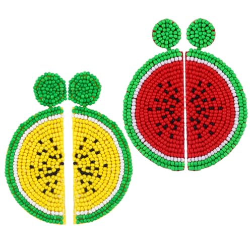 CONGARTENO 2 Paare Wassermelonen Ohrringe Damen Leichte Perlen Ohrringe mit Elegantem Design Sommerliche Modeschmuck und Langlebig Passend zu Makeup und Outfit von CONGARTENO