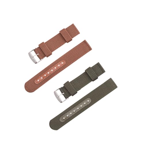 CONGARTENO 2 STÜCK Atmungsaktives Nylon Uhrenarmband Grün Braun Leichtes Strapazierfähiges Sportarmband Kompatibel für Intelligente Uhren Einfach zu Wechseln Stilvolles und Bequemes Design von CONGARTENO
