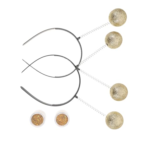CONGARTENO 2 Sets Glitter Ball Boppers Kostüm Kopfbedeckungen Stirnband Mit Glitzerkugeln Kostüm Zubehör Golden von CONGARTENO