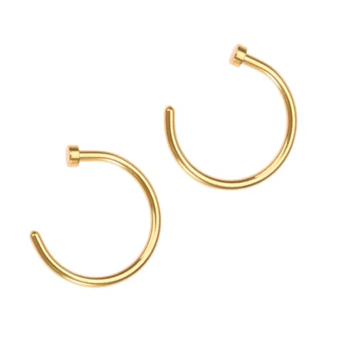 CONGARTENO 2 Stck Chirurgenstahl Nasenring C Form Unisex Nasenpiercing Studs Goldfarben Hypoallergen Glatt Täglicher Schmuck für Damen und Herren von CONGARTENO