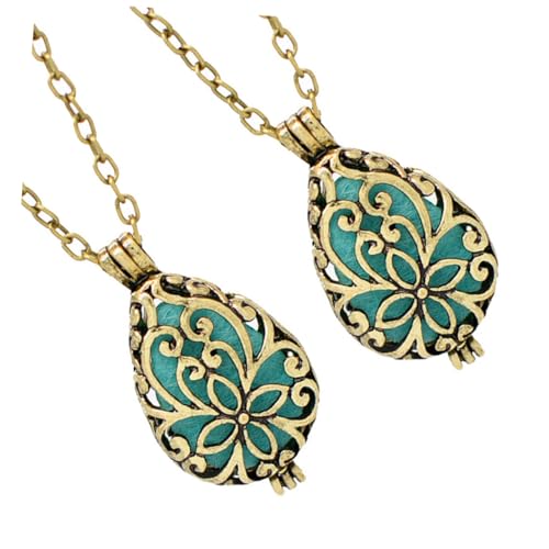 CONGARTENO 2 Stück Aromatherapie Halsketten mit Offenem Diffusor Anhänger Vintage Mini Ätherische Öl Schmuck Schmuck für Damen Passend zu Rollkragenpullover und Kleidern von CONGARTENO