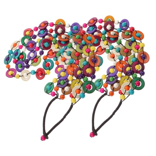 CONGARTENO 2 Stück Boho Halskette Lang Bunte Kokosnussschalen Holzperlen Handgefertigt Vintage Ethno Schmuck Damen für Strand Party Hochzeit von CONGARTENO