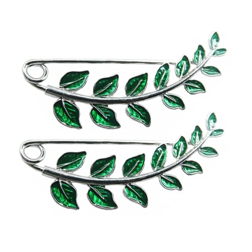 CONGARTENO 2 Stück Damen Brosche Grün Blattmuster Antirutsch Schalnadel Elegante Anstecknadel für Tücher Mantel Dekoration Modische Shawl Corsage für Damen von CONGARTENO