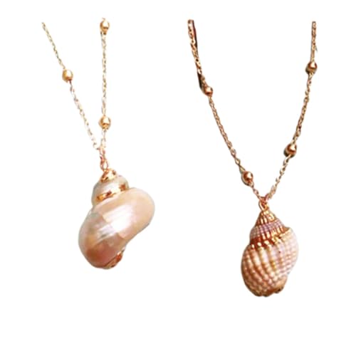 CONGARTENO 2 Stück Elegante Conch Muschel Halskette mit Stilvollem Anhänger Feine Verarbeitung Langlebiger Schmuck für Damen und Mädchen Geeignet für Dinnerpartys Geburtstage Besondere von CONGARTENO