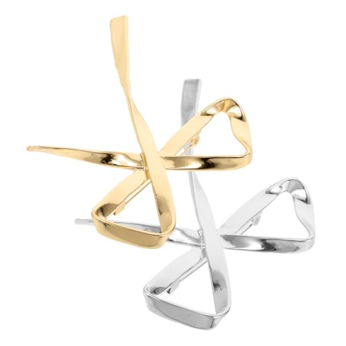 CONGARTENO 2 Stück Elegante Strass Schleifen Broschen aus Langlebiger Zinklegierung Anstecknadeln für Damenmantel und Kleid Modische Schmuckaccessoires in Gold und Silber Einfach zu Tragen von CONGARTENO