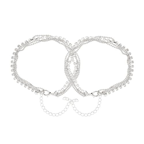 CONGARTENO 2stücke Künstliche Diamantkette Exquisites Fußkettchen Aus Legierung Einfaches Fußkettchen Für Damen Und Mädchen Fußschmuck in Silber von CONGARTENO