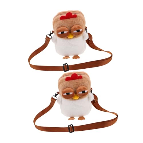 CONGARTENO 2 Stück Flauschige Cartoon Crossbody Tasche in Hühnerform Leichte Umhängetasche aus Polyester für Damen Weiche Tasche mit Geräumigem Innenfach für Alltag und Reisen von CONGARTENO