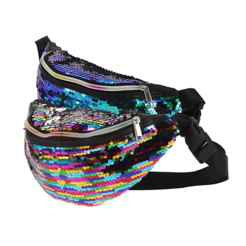 CONGARTENO 2 Stück Glitzernde Meerjungfrau Pailletten Bauchtasche Damen mit Verstellbarem Gurt Stylische Crossbody Umhängetasche für Outdoor Sport und Alltag Geräumige Hüfttasche für Handy von CONGARTENO