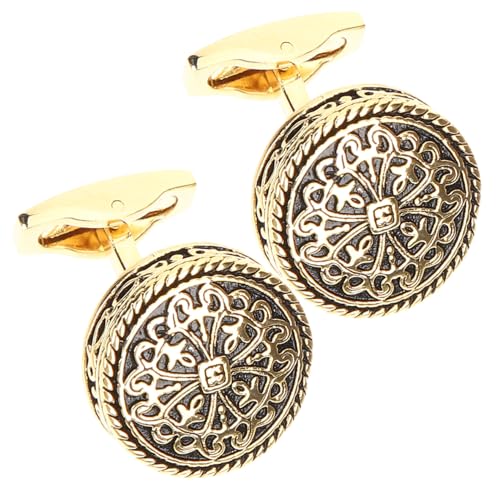 CONGARTENO 2 Stück Goldene Retro Manschettenknöpfe für Herren Klassische Geschnittene Französische Hemd Accessoires Eleganter Hochzeitsschmuck von CONGARTENO