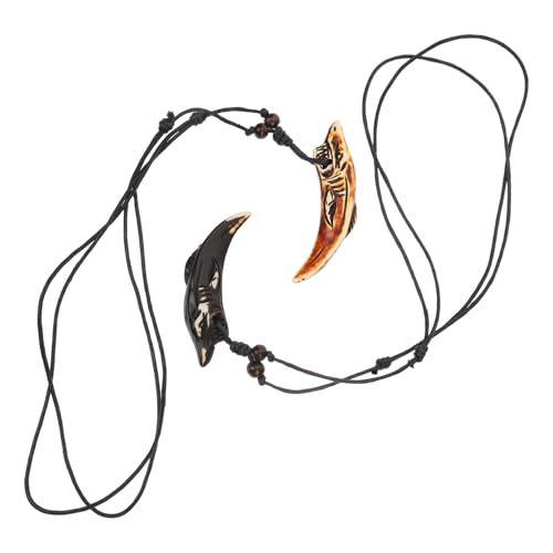 CONGARTENO 2 Stück Haifischzahn Anhänger Halsketten für Herren Harz Material Stylische Männer Kette in Schwarz und Rotbraun Robust und Leicht für Partys und Clubwear von CONGARTENO