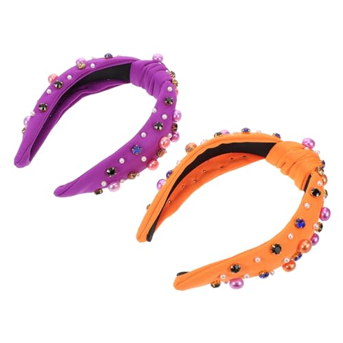 CONGARTENO 2stücke Geknotetes Für Damen Mädchen Mit Pailletten Und Kunstperlenverzierung Party-haarband Für Halloween Festliche Anlässe Breit Und Gedreht von CONGARTENO