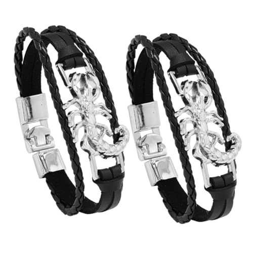 CONGARTENO 2 Stück Herren Armband Scorpion Punk Armband aus PU Material mit Metallverschluss Modisches Robustes Gothic Schmuckstück für Männer Verstellbar für Streetstyle und Rock look von CONGARTENO