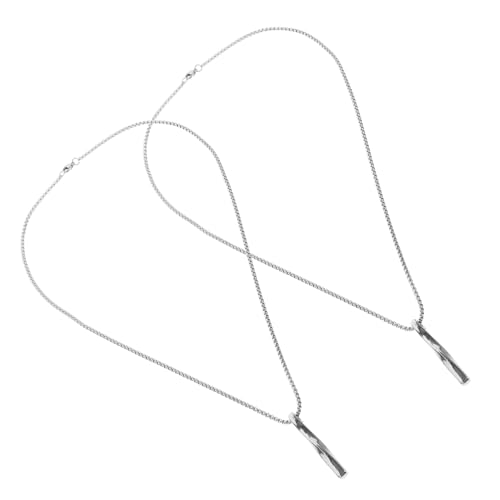 CONGARTENO 2 Stück Herren Halskette Silberfarbene Titanstahl Anhänger Kette Hip Hop Schmuck Robust Hautfreundlich Modisch Für Alltag Party von CONGARTENO
