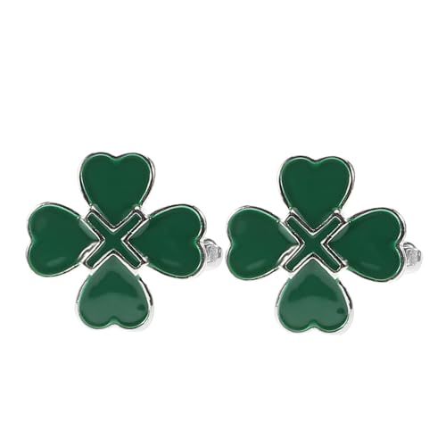 CONGARTENO 2 Stück Irische Manschettenknöpfe aus Legierung mit Grünem Herz Vierblatt Blatt Design Langlebige Modische Herren Accessoires für Business Freizeit und St Patricks Day Party von CONGARTENO