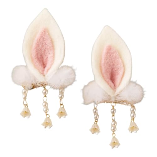 CONGARTENO 2 Stück Kaninchenohren Haarspangen für Damen und Mädchen Niedliche Plüsch Haarklammern Schonend für Dickes Glattes und Lockiges Haar Langlebige Plüschmaterialien Vielseitige von CONGARTENO