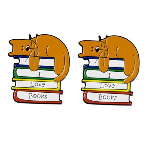 CONGARTENO 2 Stück Kreative Katzenbroschen mit Buchmotiv Modische Anstecknadeln für Mädchen Langlebige Brustnadeln aus Vielseitig für Kleidung Taschen Hüte und Schals Geeignet von CONGARTENO