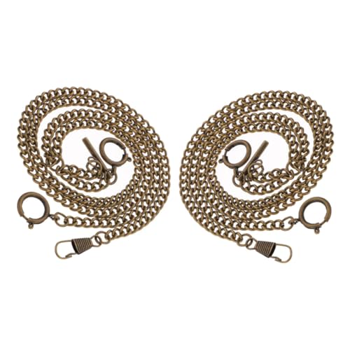 CONGARTENO 2 Stück Metal Taschenuhrkette Lange Vintage Hängende Uhrkette mit Sicherer O Ring Verbindung für Herren Metallkette für Formelle Anlässe und Freizeit von CONGARTENO
