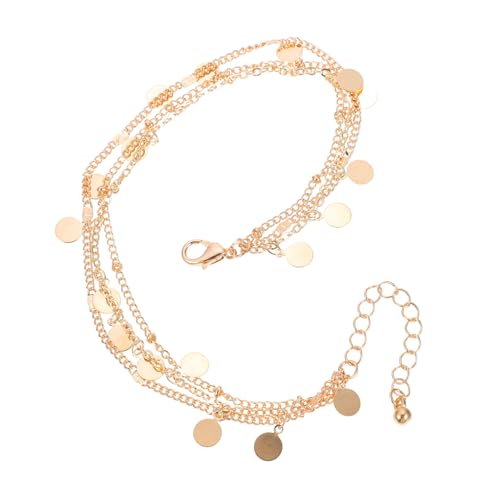 CONGARTENO 2 Stück Metallfarbene Fußkettchen Damen Pailletten Mehrschichtige Zarte Knöchelketten für Frauen Strand Party schmuck Modische Geschenkidee für Mädchen von CONGARTENO