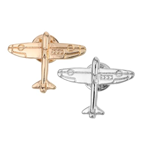 CONGARTENO 2 Stück Mini Flugzeug Broschen Anstecker in Gold und Silber Stilvolle Anstecknadeln für Hemden und Anzüge Langlebige Unisex Pins als Stilvolles Accessoire für Formelle Events und von CONGARTENO