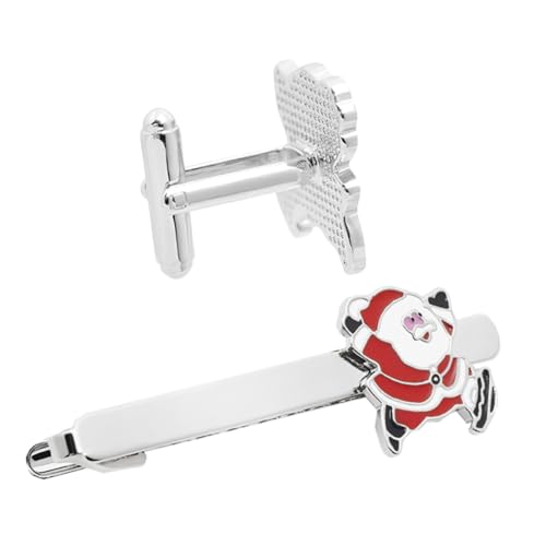 CONGARTENO 2 Stück Mini Weihnachtsmann Krawattenklammern Modisch Leicht Robust für Herren Weihnachtskrawatte Party Elegant Kleidungsclip von CONGARTENO