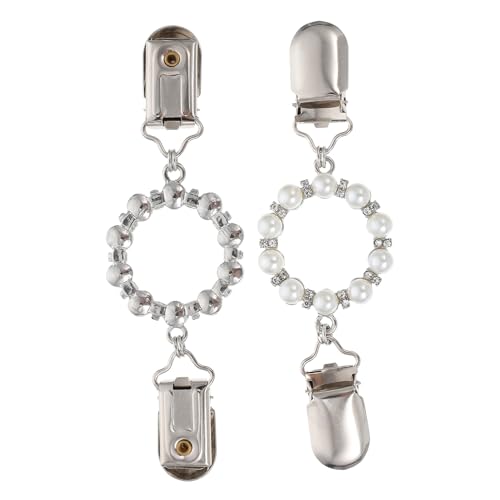 CONGARTENO 2 Stück Modische Strickjacken Clips mit Perlen und Funkelnden Kristallen Elegante Schal Kragenhalter für Damen Vielseitiger Hochwertiger Schmuckverschluss für Pullover und Umhänge von CONGARTENO