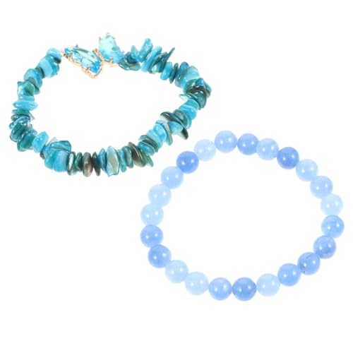 CONGARTENO 2 Stück Natürliche Amethyst Achat-perlenarmbänder Damen Schmetterlingscharme Zarter Schmuck Hautfreundlich Robust Geschenkidee von CONGARTENO