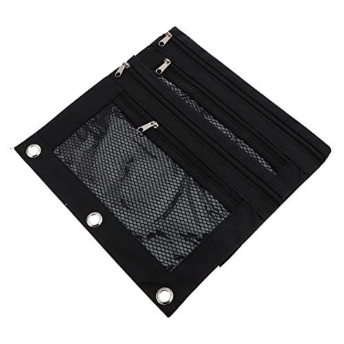 CONGARTENO 2 Stück Oxford Federmäppchen mit System Doppellagige Schreibwaren Tasche aus Strapazierfähigem Oxford Reißverschlossene Stifttasche für Schule Büro und Studium Schwarz von CONGARTENO