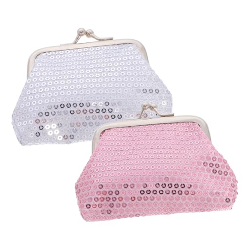 CONGARTENO 2 Stück Pailletten Münzgeldbörse mit Einfachem Verschluss Kompakte Mini Portemonnaies für Mädchen Multifunktionale Aufbewahrung für Münzen Kleine Spielsachen und Accessoires Leicht von CONGARTENO