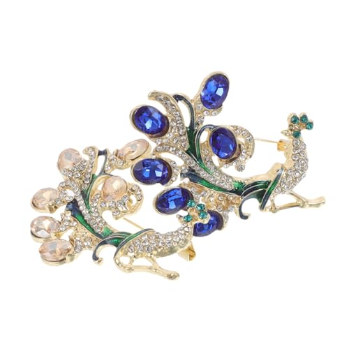 CONGARTENO 2 Stück Pfauen-haarspange: Zinklegierung Pfauenbrosche Für Frauen – Strass-tierschmuck – Anstecknadel Für Bankett-hochzeitsparty von CONGARTENO