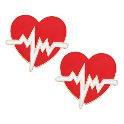 CONGARTENO 2 Stück Rote Herz Broschen Medizinisches Design Kreative Anstecknadeln für Kleidung Taschen für Ärzte Krankenschwestern Studenten Modisches Accessoire von CONGARTENO