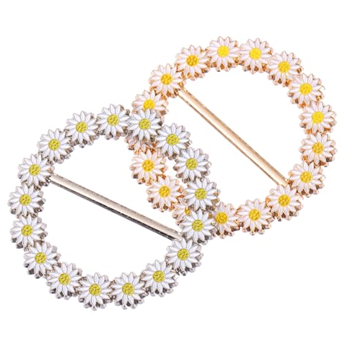CONGARTENO 2 Stück Schalclip Runde Daisy Designs in Gold und Silber Glänzend Langlebig Vielseitig für Seidenschals Shirts Strickjacken Modisches Accessoire für Damen und Festliche Anlässe von CONGARTENO