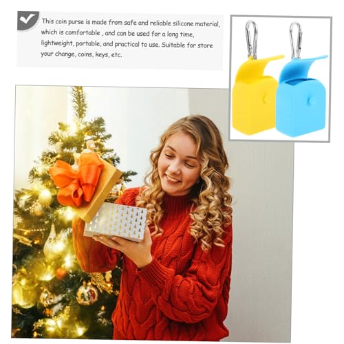 CONGARTENO 2 Stück Silikon Münzbeutel Schlüsselanhänger Tragbare Aufbewahrungsbox für Schlüssel Ohrhörer Kleinteile Flexibel Strapazierfähig Leicht zu Reinigen von CONGARTENO