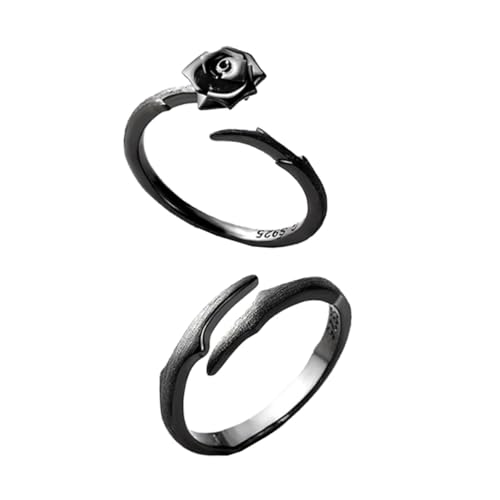 CONGARTENO 2 Stück Sterling Silber Rosen Dornenring Chic Partner Ringe für Verlobungsring Schmuck Damen Herren Elegant Langlebig Alltag Special Occasion von CONGARTENO