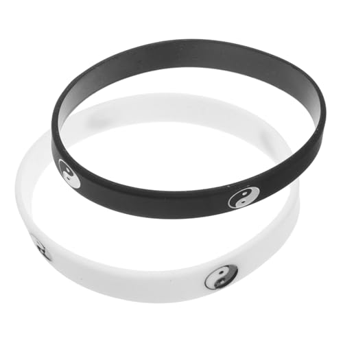 CONGARTENO 2 Stück Tai Chi Silikonarmbänder Weiß Schwarz Sportliche Taoismus Wristbands mit Urban Street Dance Design Unisex Verstellbare Fitness Armbänder für Männer und Frauen von CONGARTENO