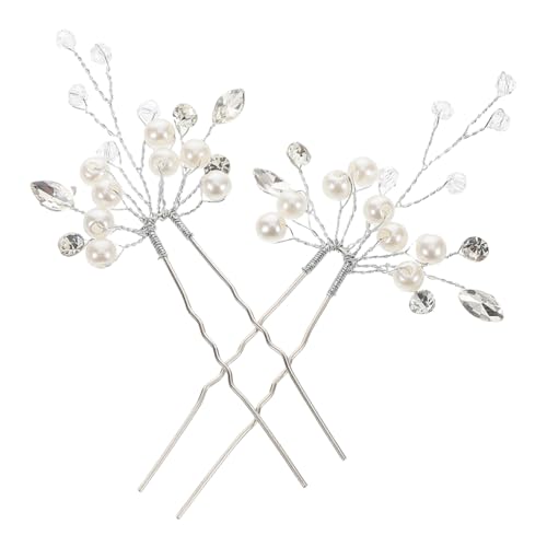 CONGARTENO 2 Stück Teilig U Förmige Haarnadeln mit Perlen und Kristallen Sichere Haarspangen für Hochzeit Braut Haarschmuck Glamouröse Vintage Haarclips für Festliche Frisuren Damen von CONGARTENO