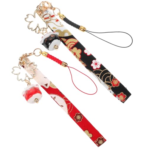 CONGARTENO 2 Stück Teiliges Fortune Cat Cellphone Pendants Langlebige Handyanhänger mit Glocke Niedliche Glückskatze Taschenanhänger Dekorative und Tragbare Bag Hanging Decors Rot und Schwarz von CONGARTENO