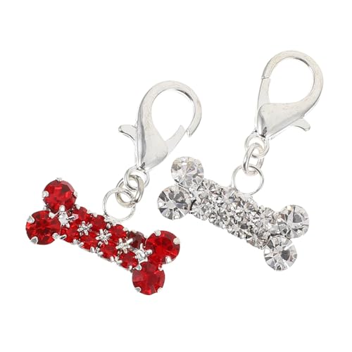 CONGARTENO 2 Stück Teiliges Haustier Halsband Anhänger Funkelnder Strass Hundeknochen Anhänger Niedlicher Katzenhalsband Schmuck Leicht Anzubringen Dekorativ für Hunde Welpen Mittelgroße von CONGARTENO