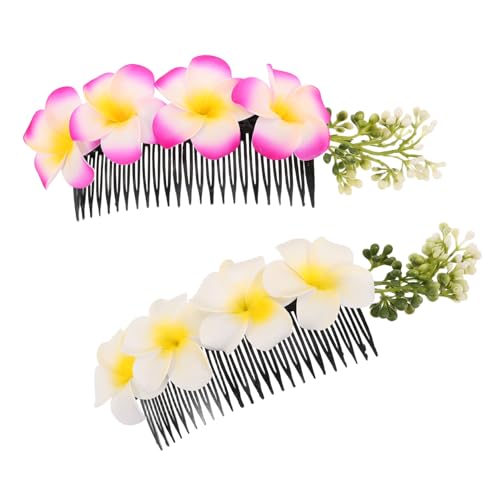 CONGARTENO 2 Stück Teiliges Plumeria Haarclip Bunte Tropische Blüten Haarkämme Leichte Farbechte Haarschmuck für Damen Boho Stil Haarspange für Strandurlaub Hochzeit Party und Alltag von CONGARTENO