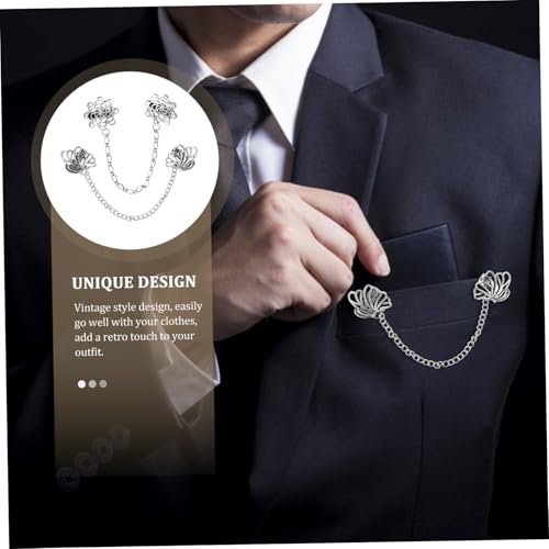 CONGARTENO 2 Stück Teiliges Vintage Kragenkette aus Zinklegierung Elegante Brosche für Anzug Cardigan Clip Vielseitiger Schmuck zur Kleidung und Taschen Kreative Modedekoration für Herren von CONGARTENO