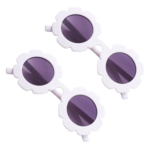 CONGARTENO 2 Stück Uv Sonnenbrille mit Sonnenblumen Design Weiße Rahmen und Gläser Modische Leichte und Robuste Kindersonnenbrillen für Jungen und Mädchen Ganzjährig Geeignet von CONGARTENO