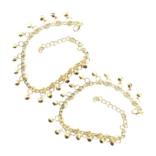 CONGARTENO 2 Stück Verstellbare Fußkettchen Damen mit Mehrschichtigen Glocken Modische Sommer Fußkette Schmuck Verstellbar Goldfarben Auffälliger Klang für Strand und Alltag von CONGARTENO